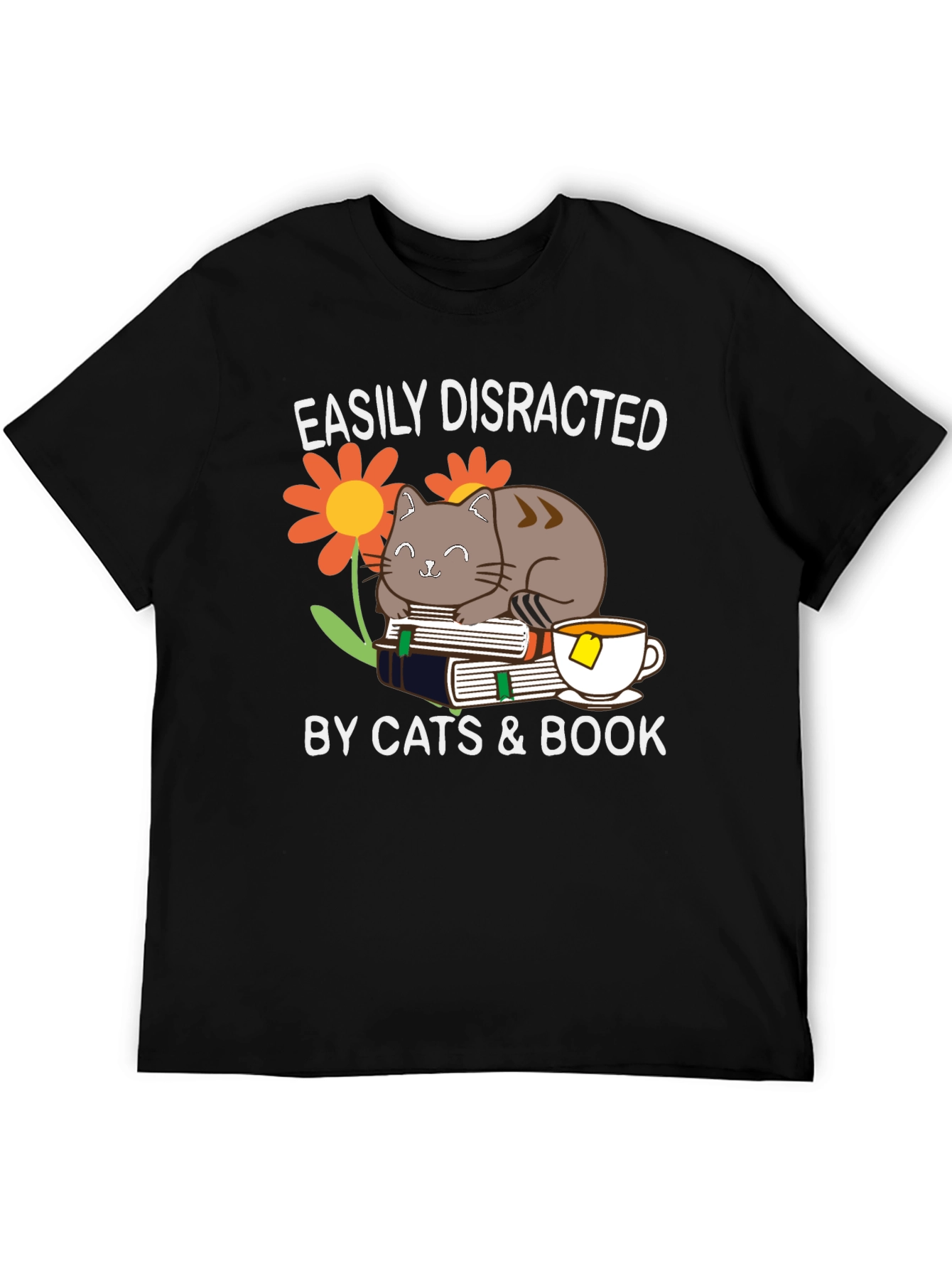 Easily Distracted By Cats & Books T-Shirt