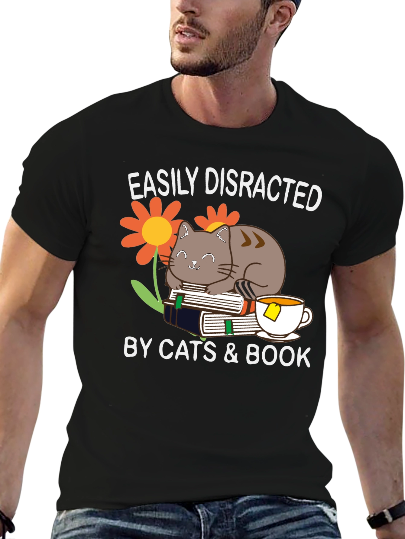 Easily Distracted By Cats & Books T-Shirt