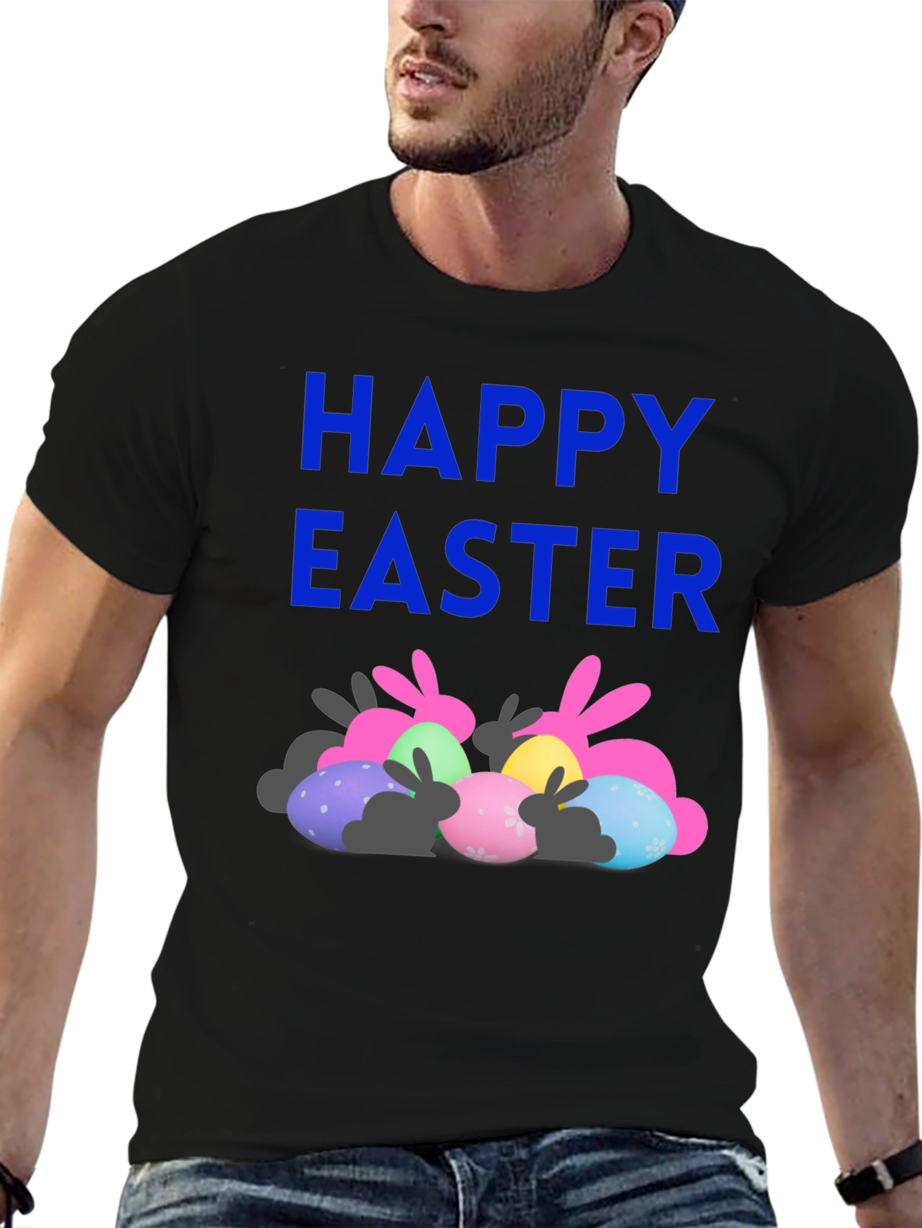 Happy Easter T-Shirt with Bunnies and Eggs