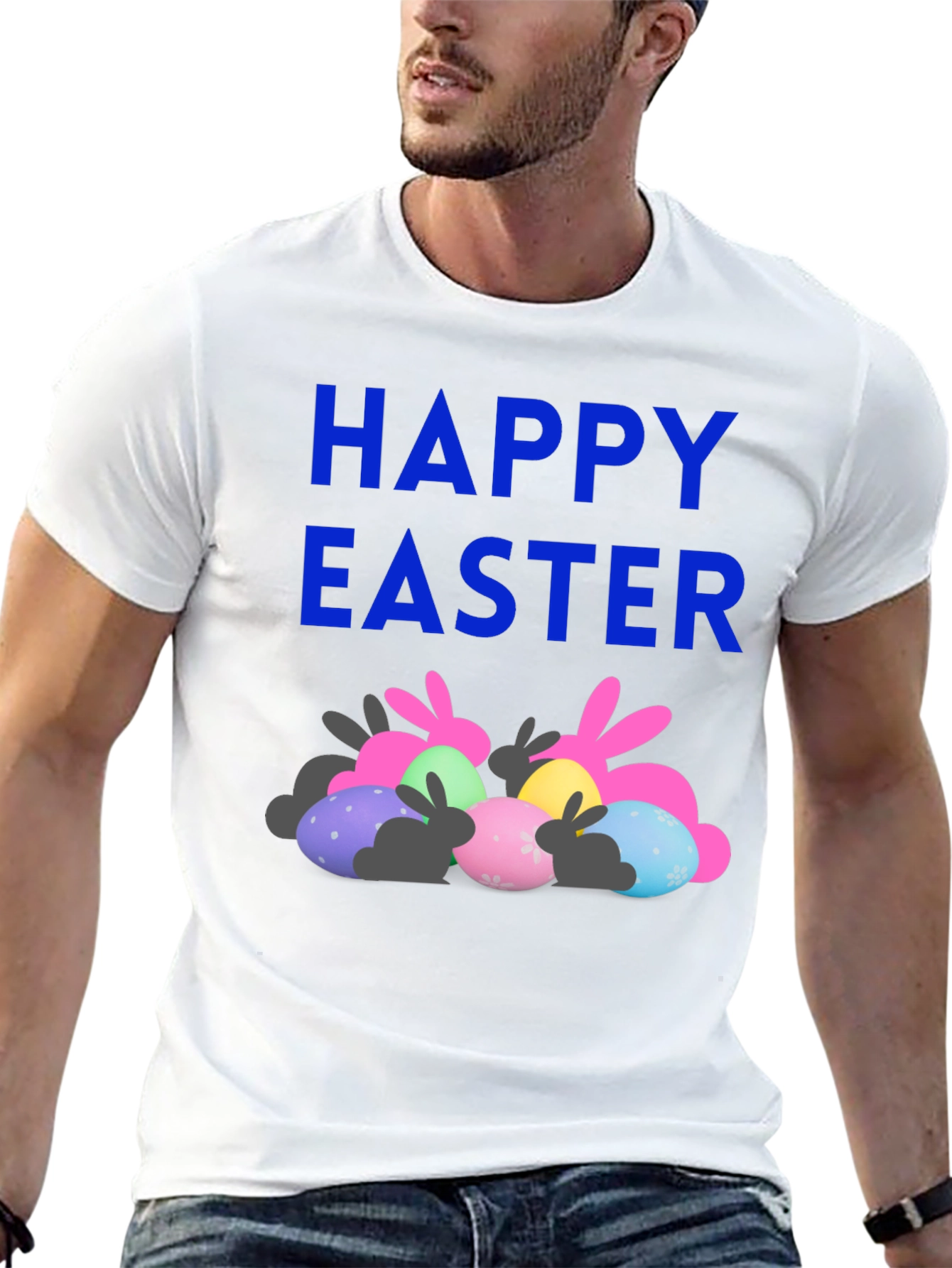 Happy Easter T-Shirt with Bunnies and Eggs
