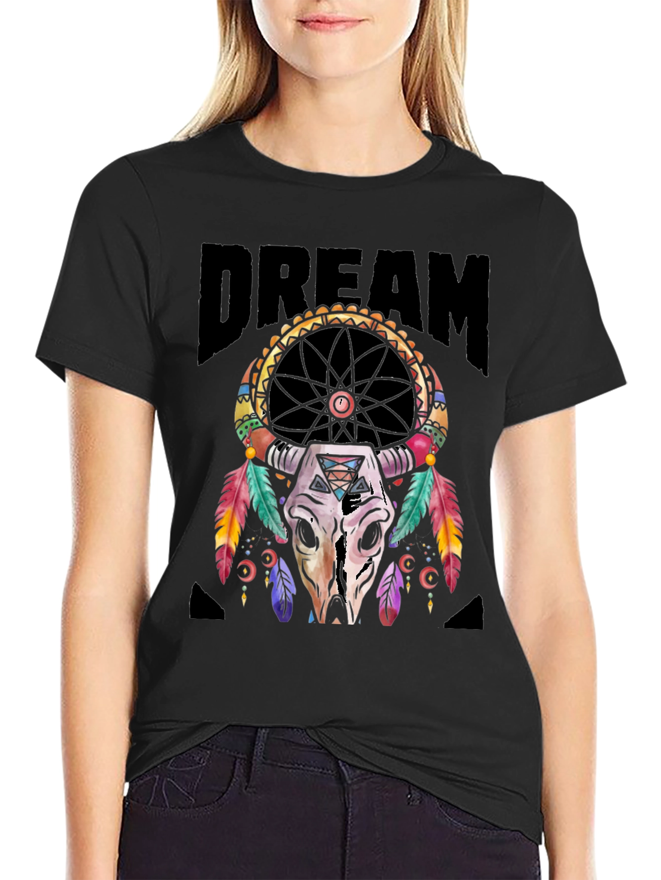 Dream Catcher Bull Skull Graphic Tee