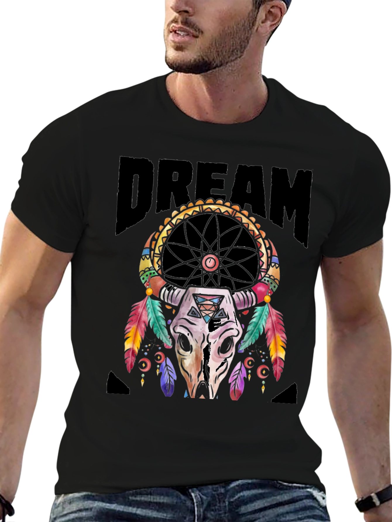 Dream Catcher Bull Skull Graphic Tee