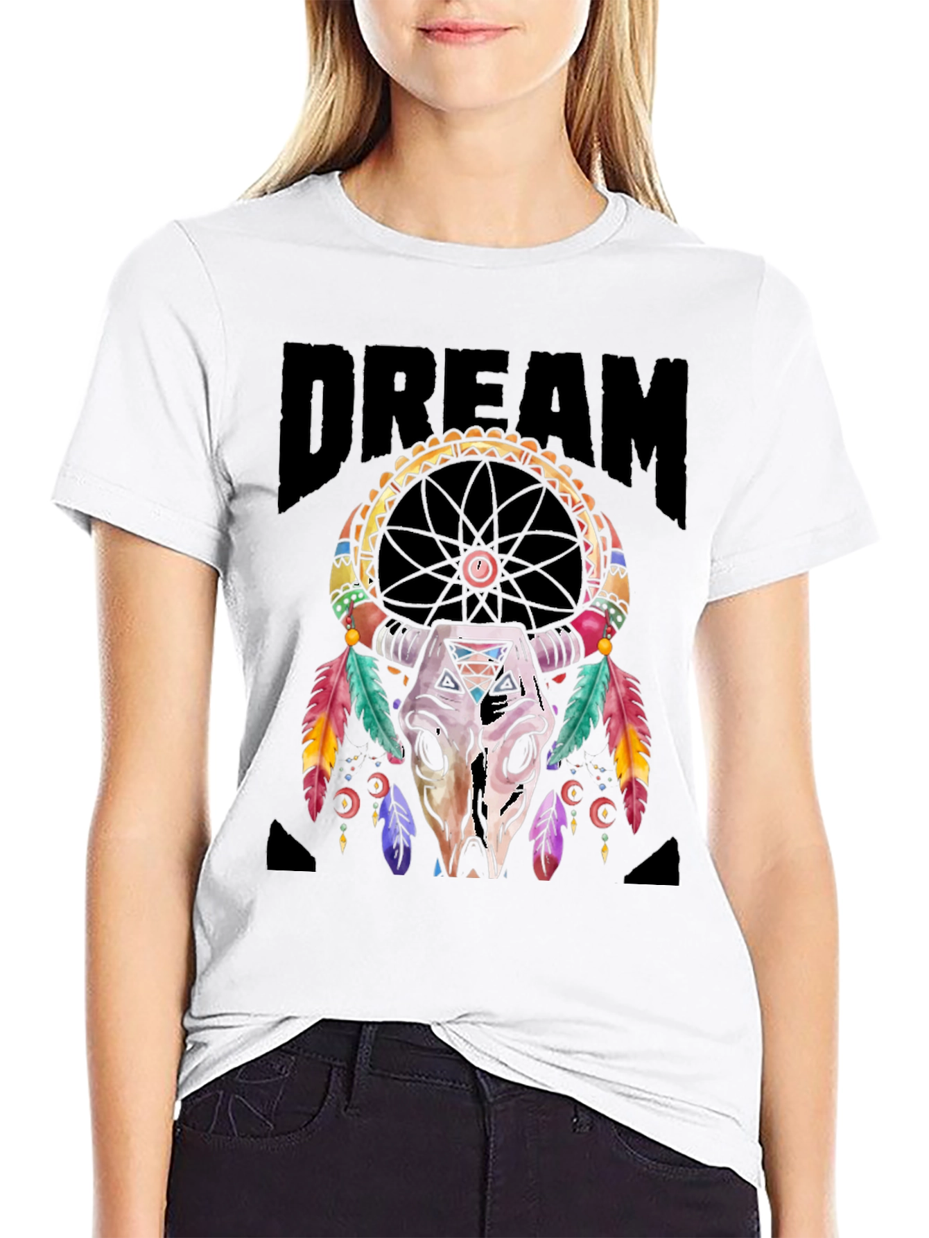 Dream Catcher Bull Skull Graphic Tee