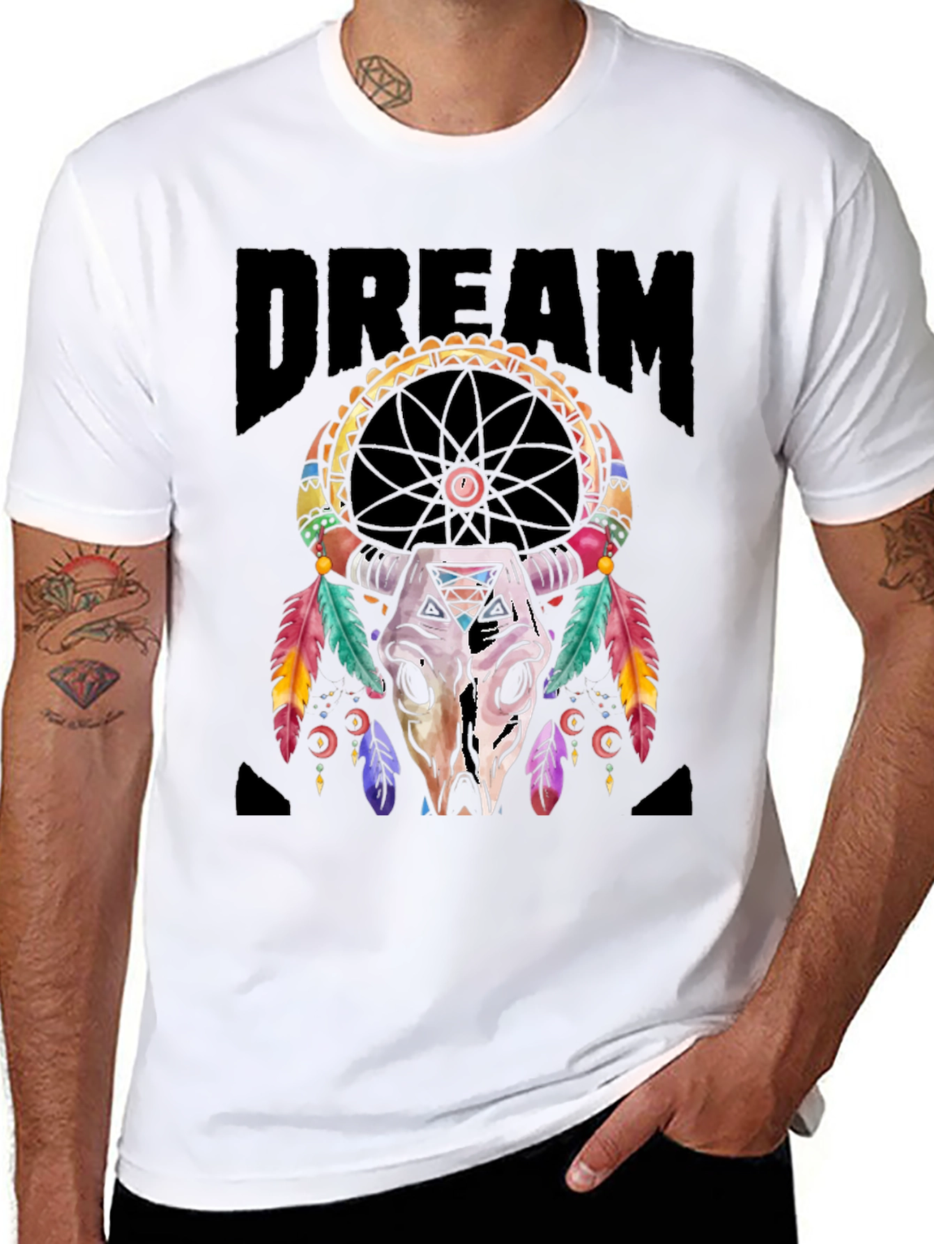 Dream Catcher Bull Skull Graphic Tee