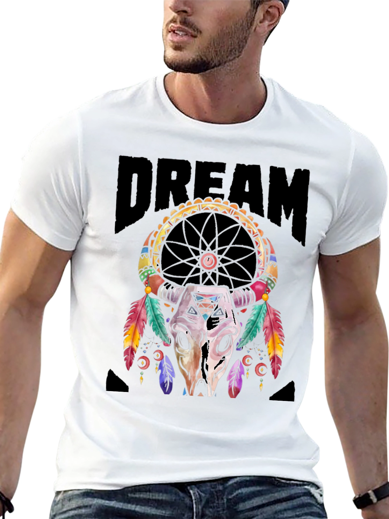 Dream Catcher Bull Skull Graphic Tee