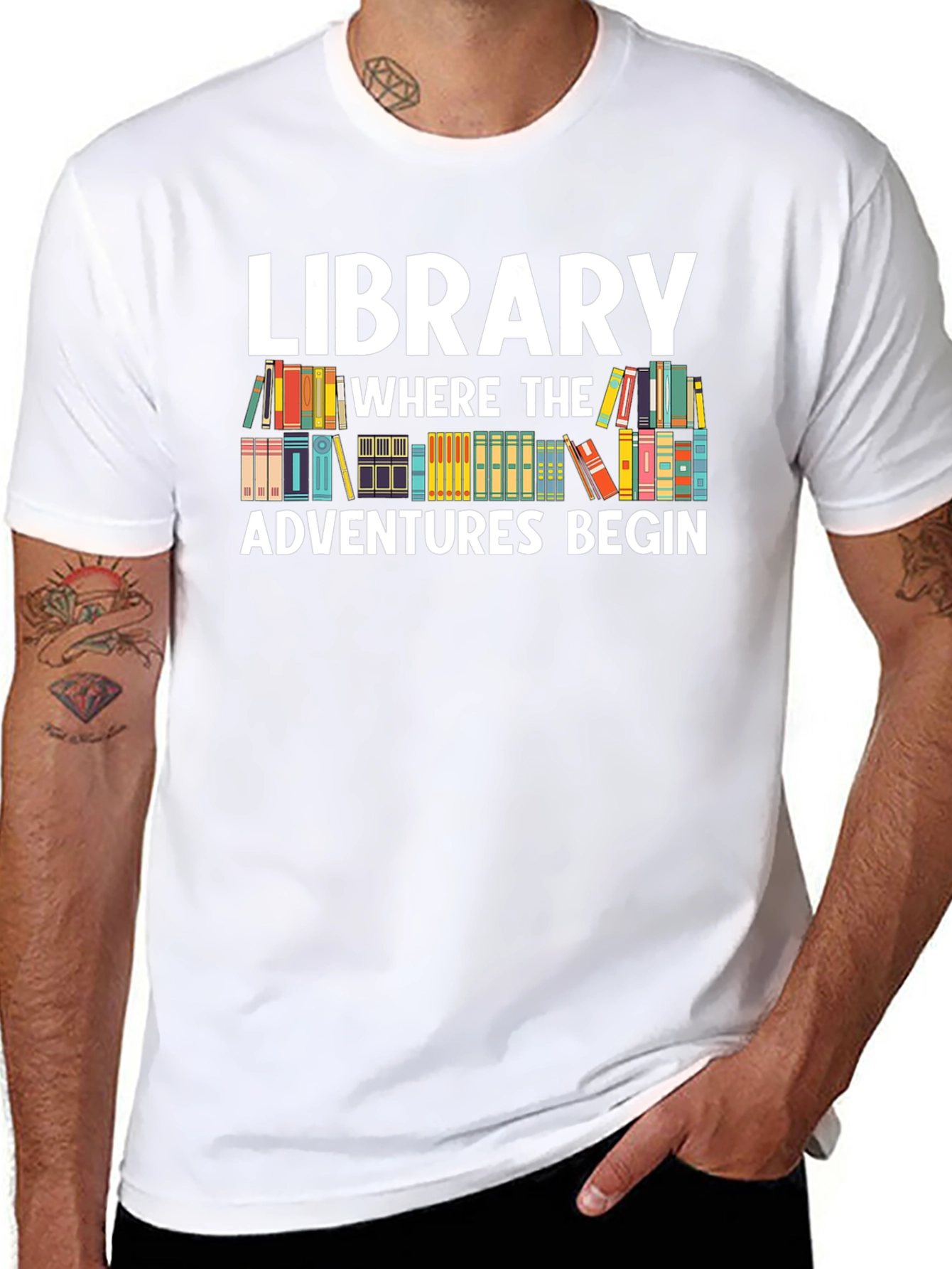 Library Adventures Graphic Tee - Book Lover Shirt