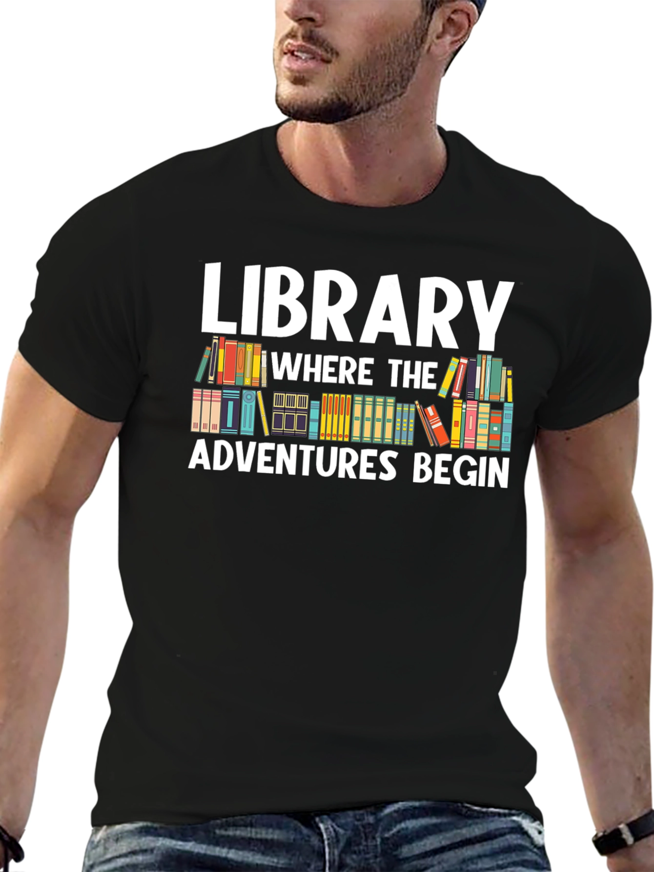 Library Adventures Graphic Tee - Book Lover Shirt