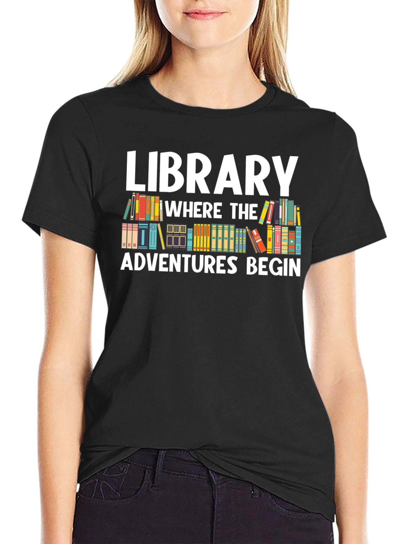 Library Adventures Graphic Tee - Book Lover Shirt