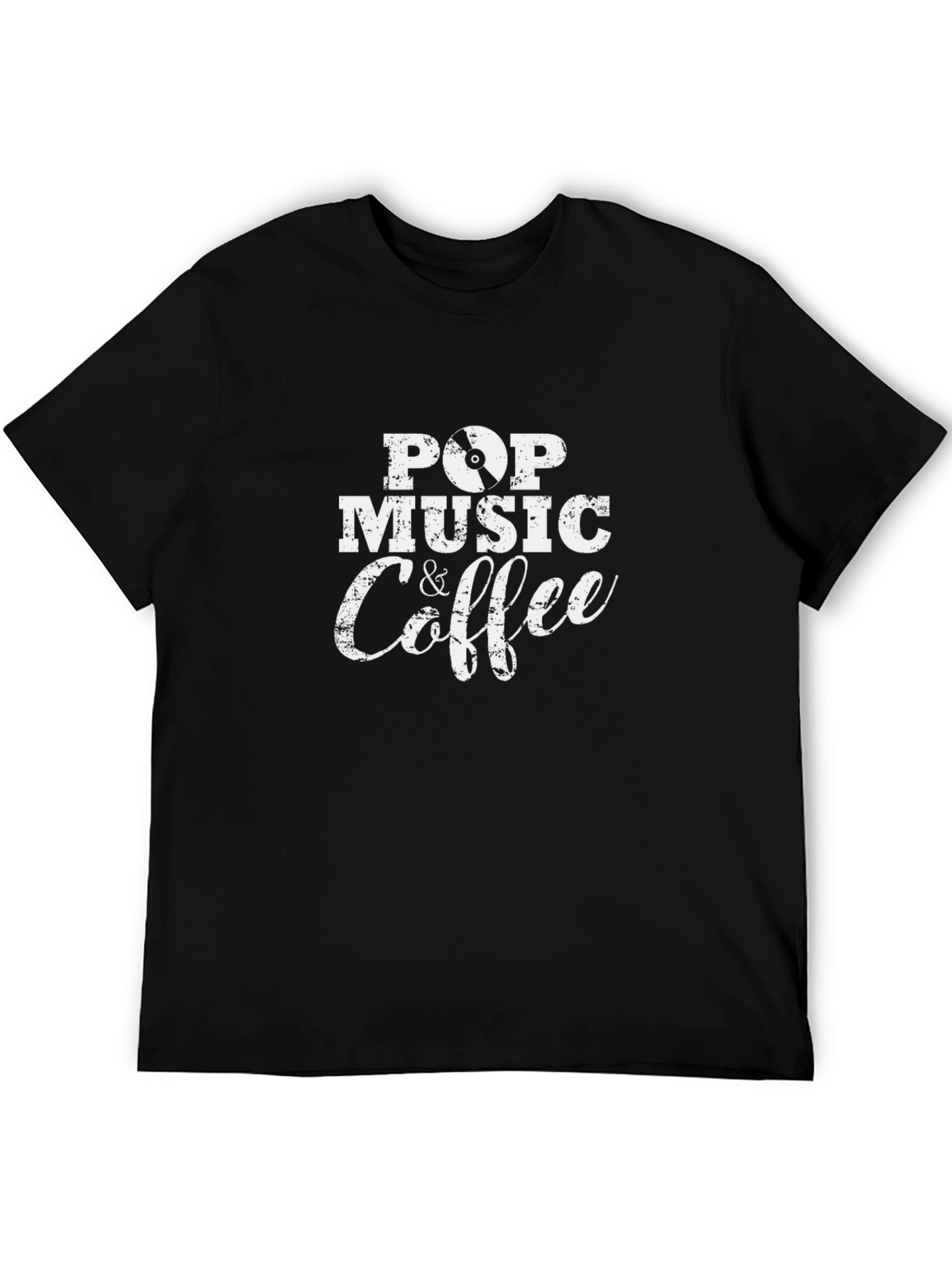 Pop Music & Coffee Black Graphic Tee