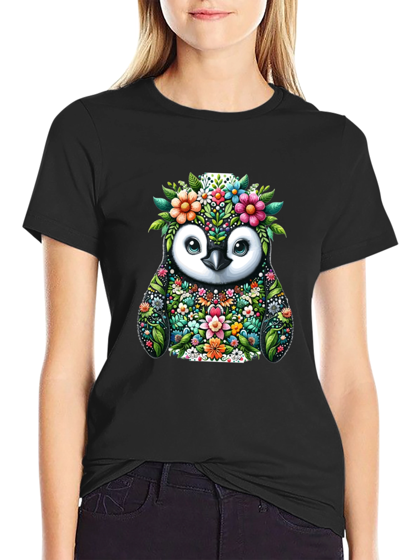 Floral Penguin Graphic Tee