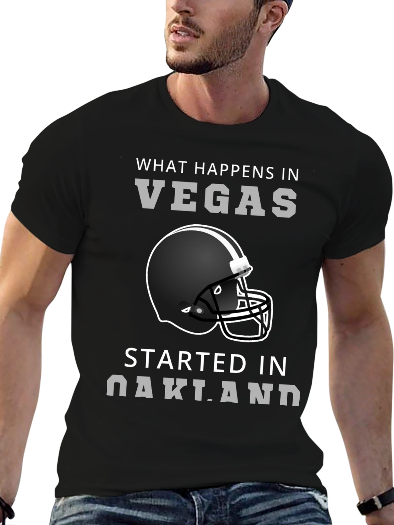 Vegas Started in Oakland Football Helmet T-Shirt