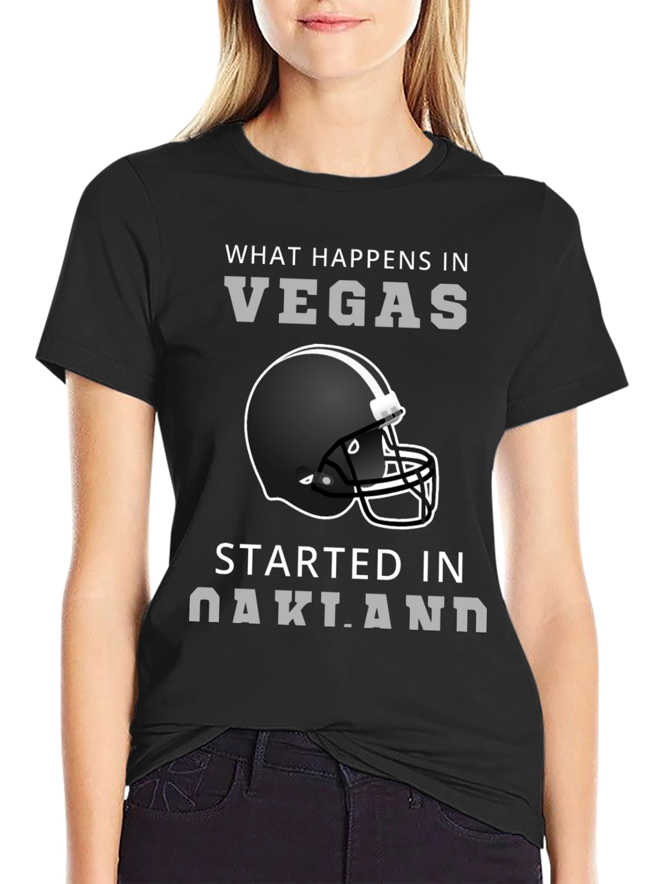Vegas Started in Oakland Football Helmet T-Shirt