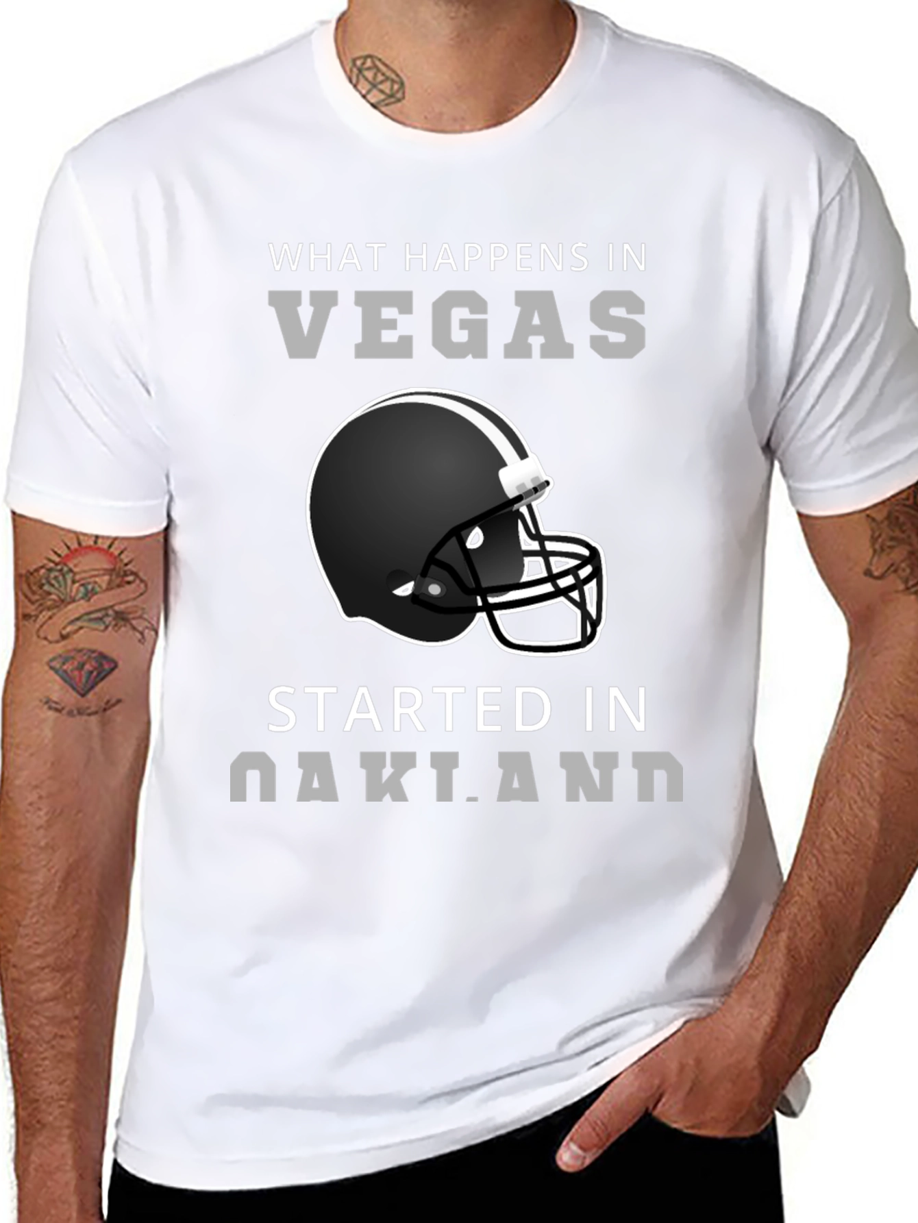 Vegas Started in Oakland Football Helmet T-Shirt