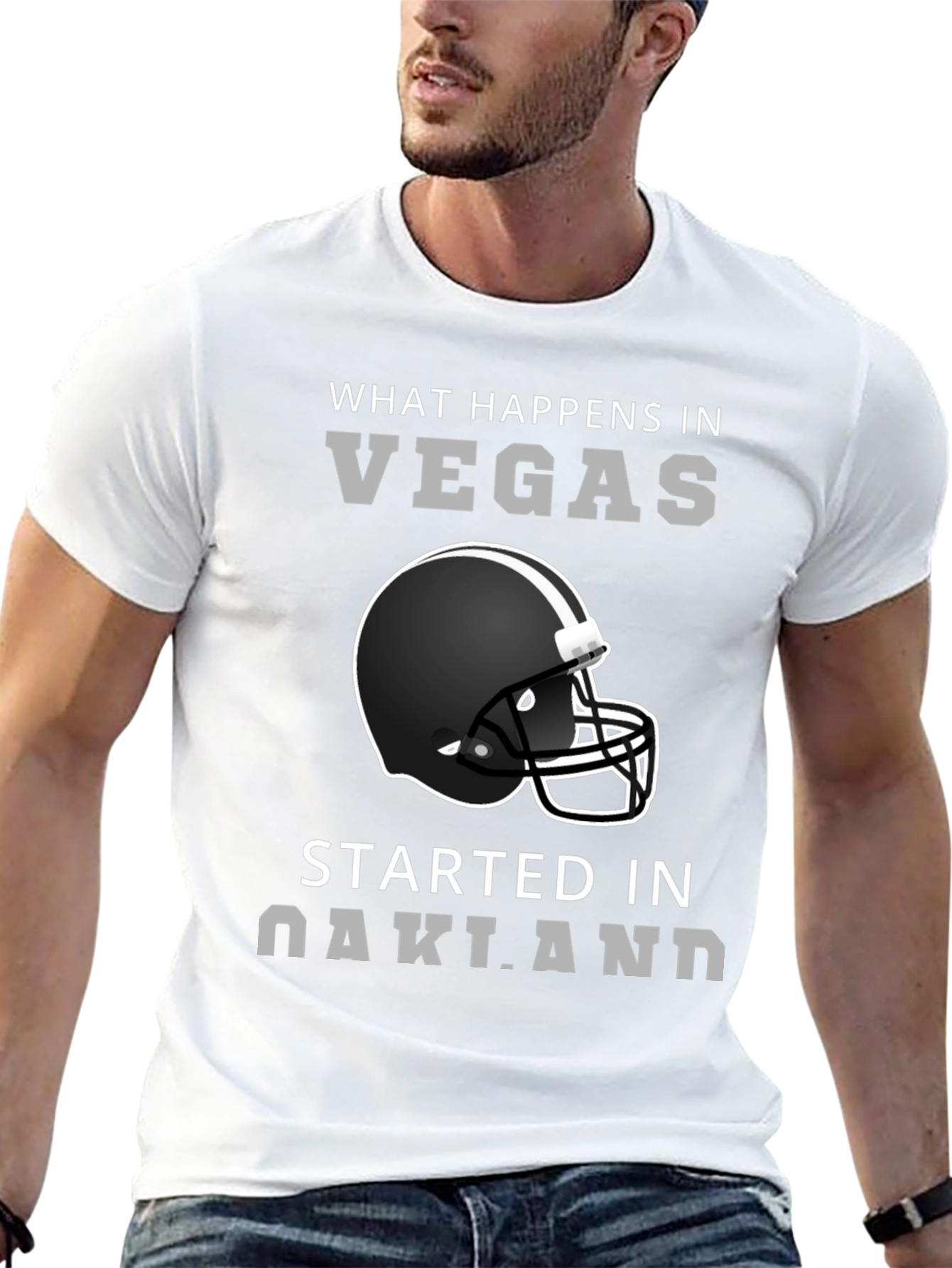 Vegas Started in Oakland Football Helmet T-Shirt