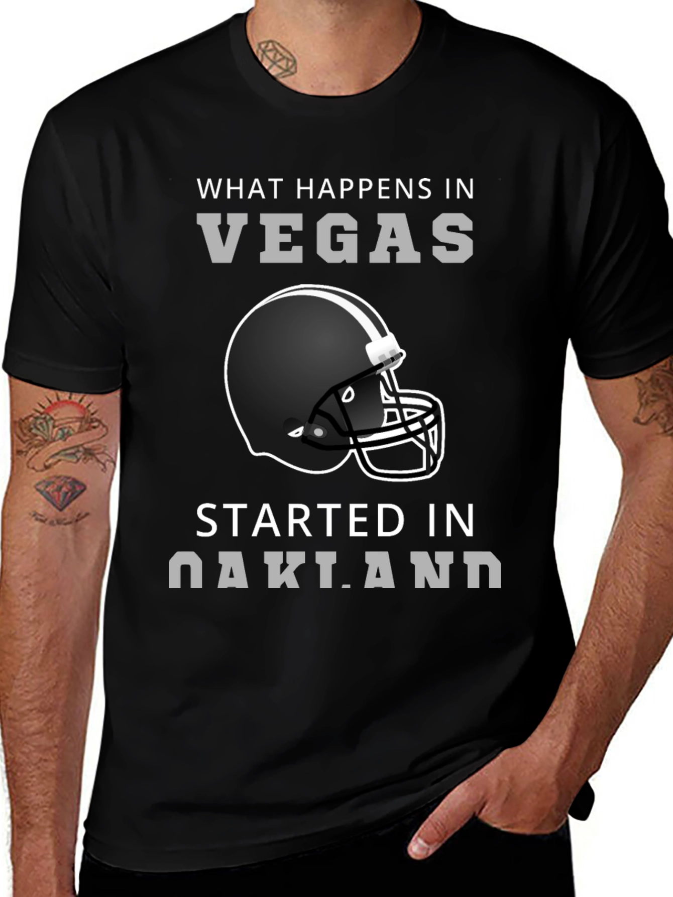 Vegas Started in Oakland Football Helmet T-Shirt