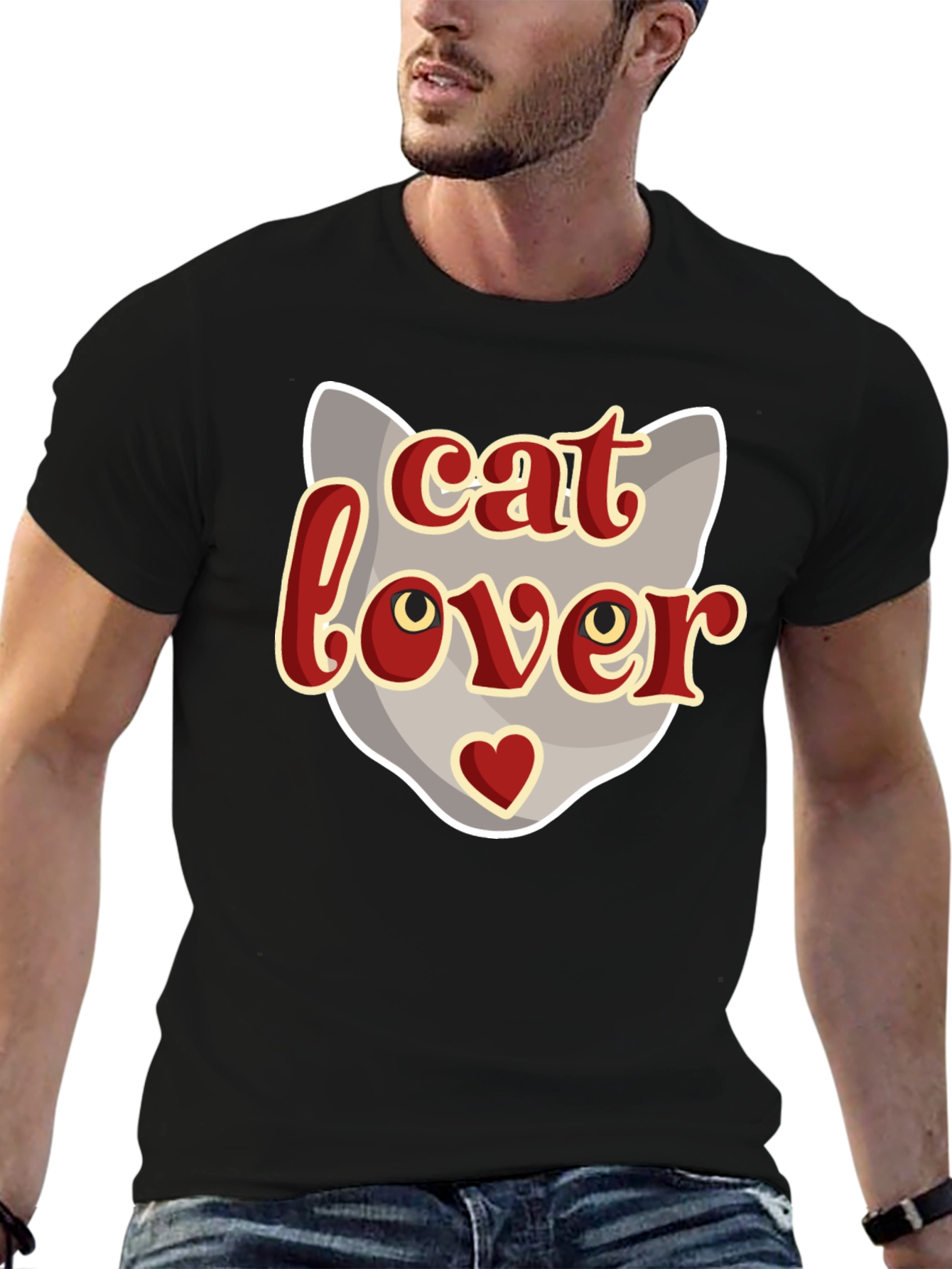 Cat Lover Graphic T-Shirt - Black