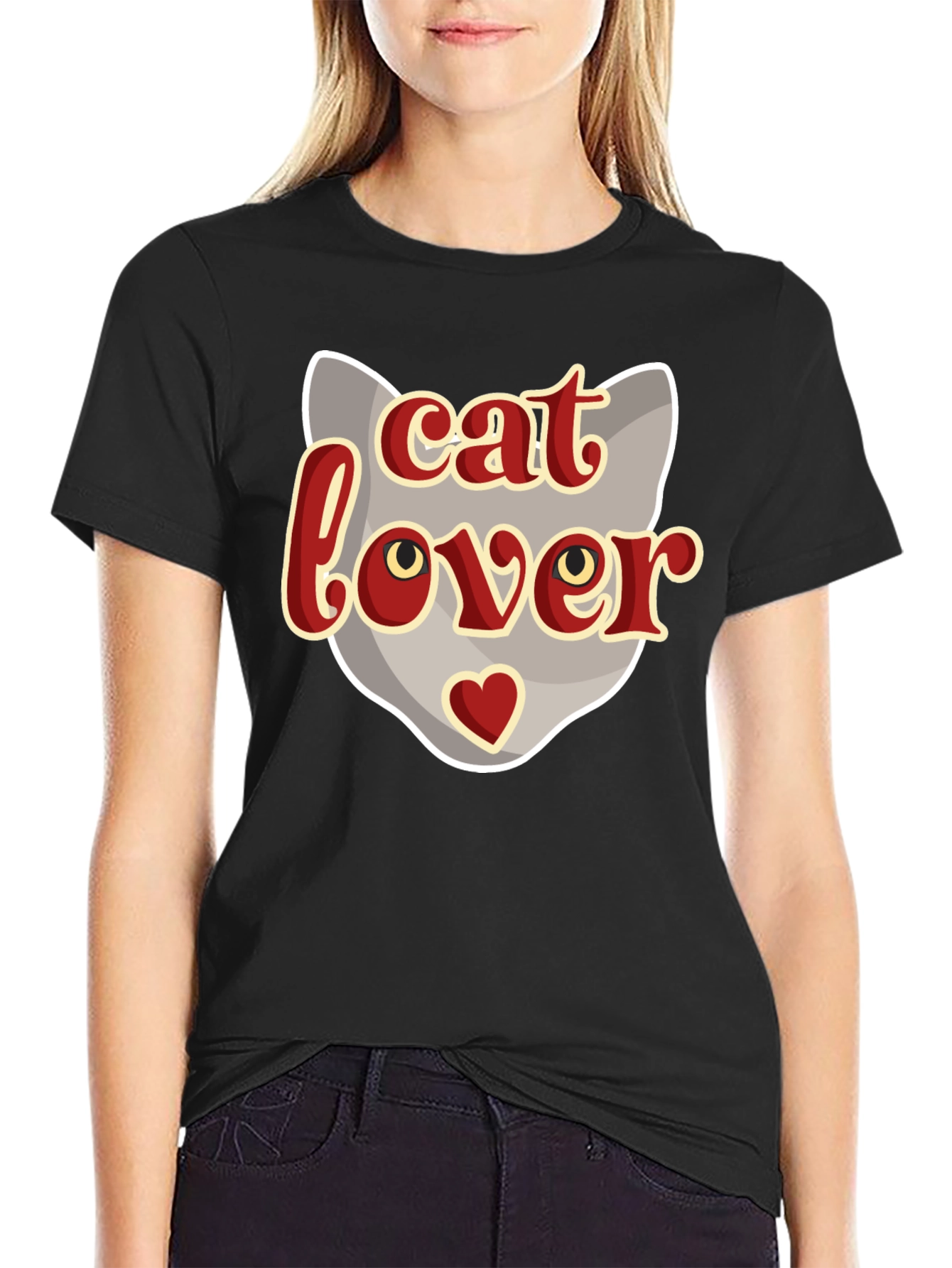Cat Lover Graphic T-Shirt - Black