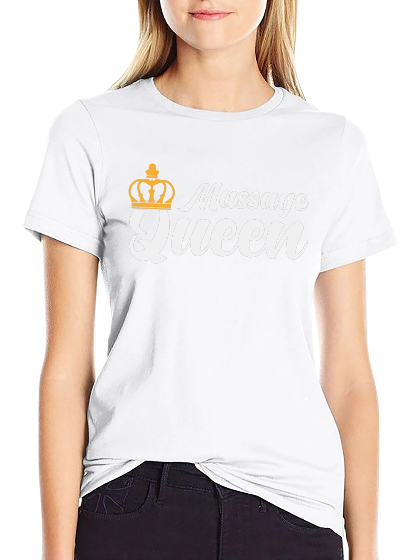 Massage Queen T-Shirt - Black Crown Graphic Novelty Tee