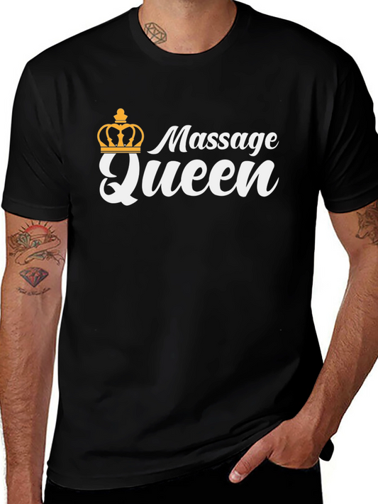 Massage Queen T-Shirt - Black Crown Graphic Novelty Tee