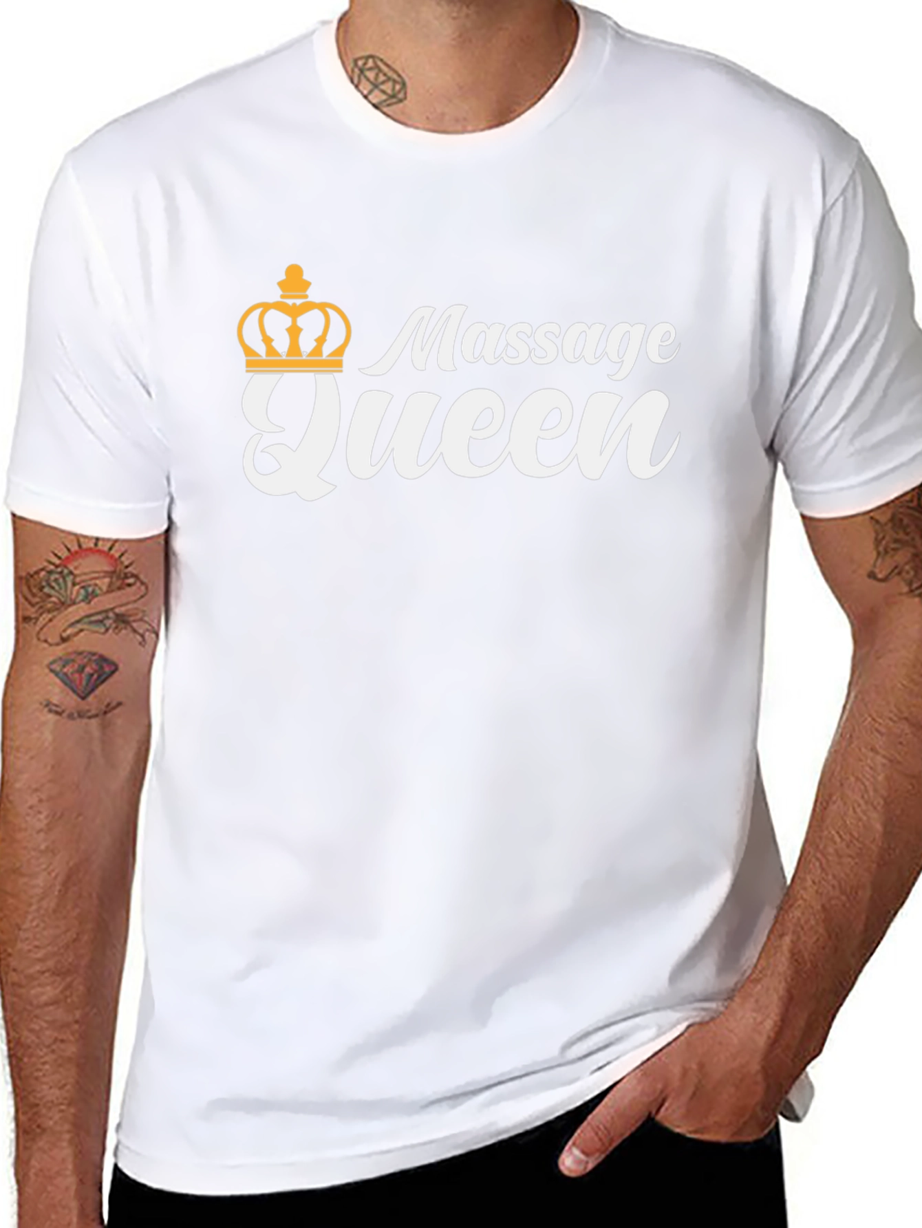 Massage Queen T-Shirt - Black Crown Graphic Novelty Tee