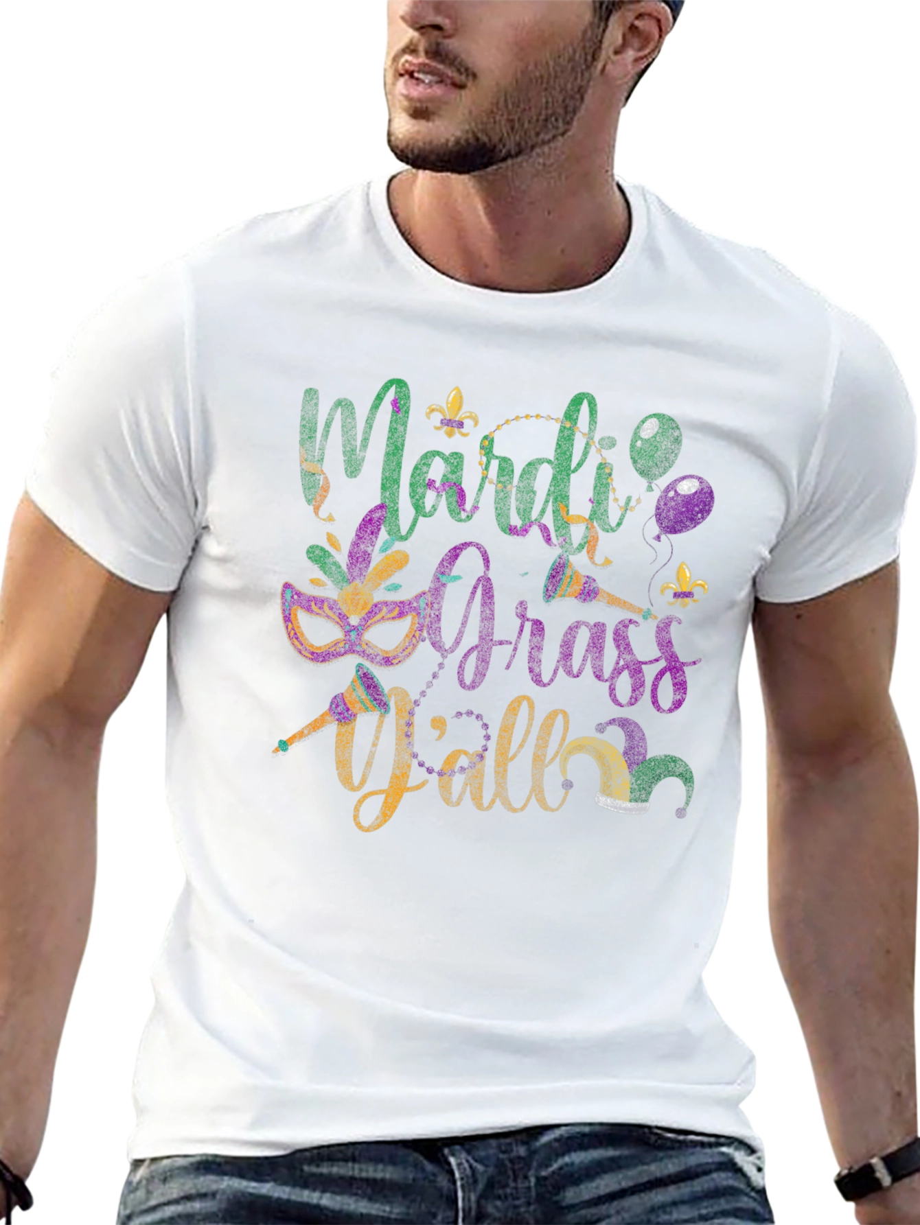 Mardi Gras Yall Graphic T-Shirt
