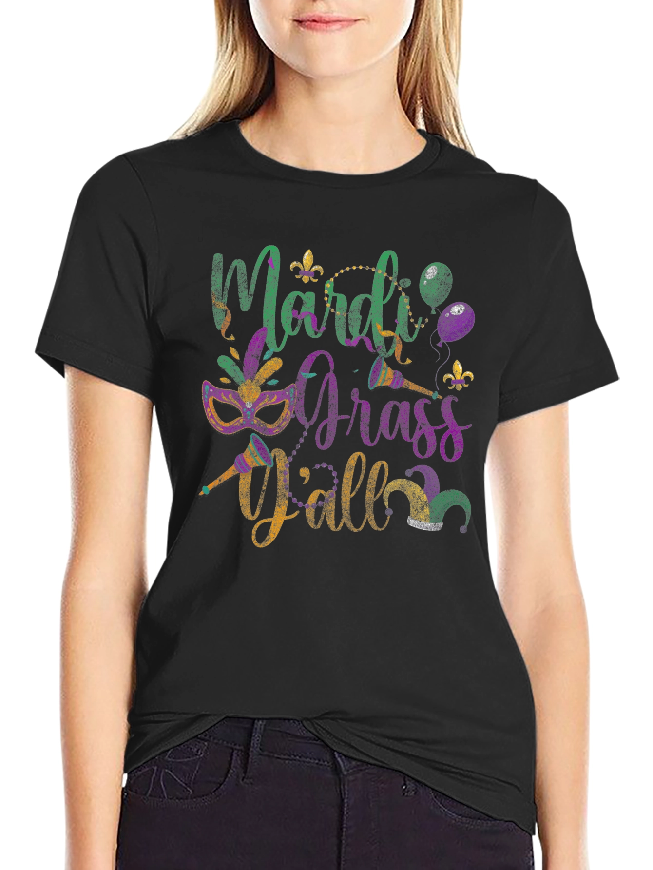 Mardi Gras Yall Graphic T-Shirt