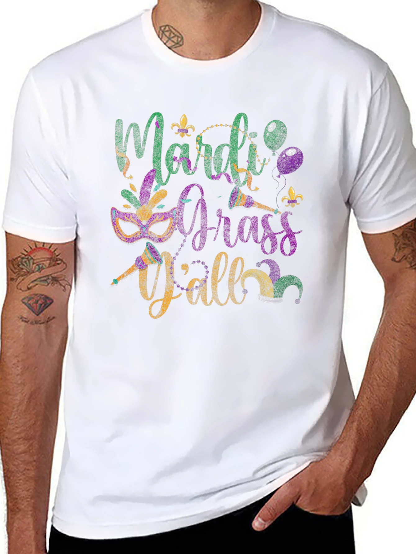 Mardi Gras Yall Graphic T-Shirt