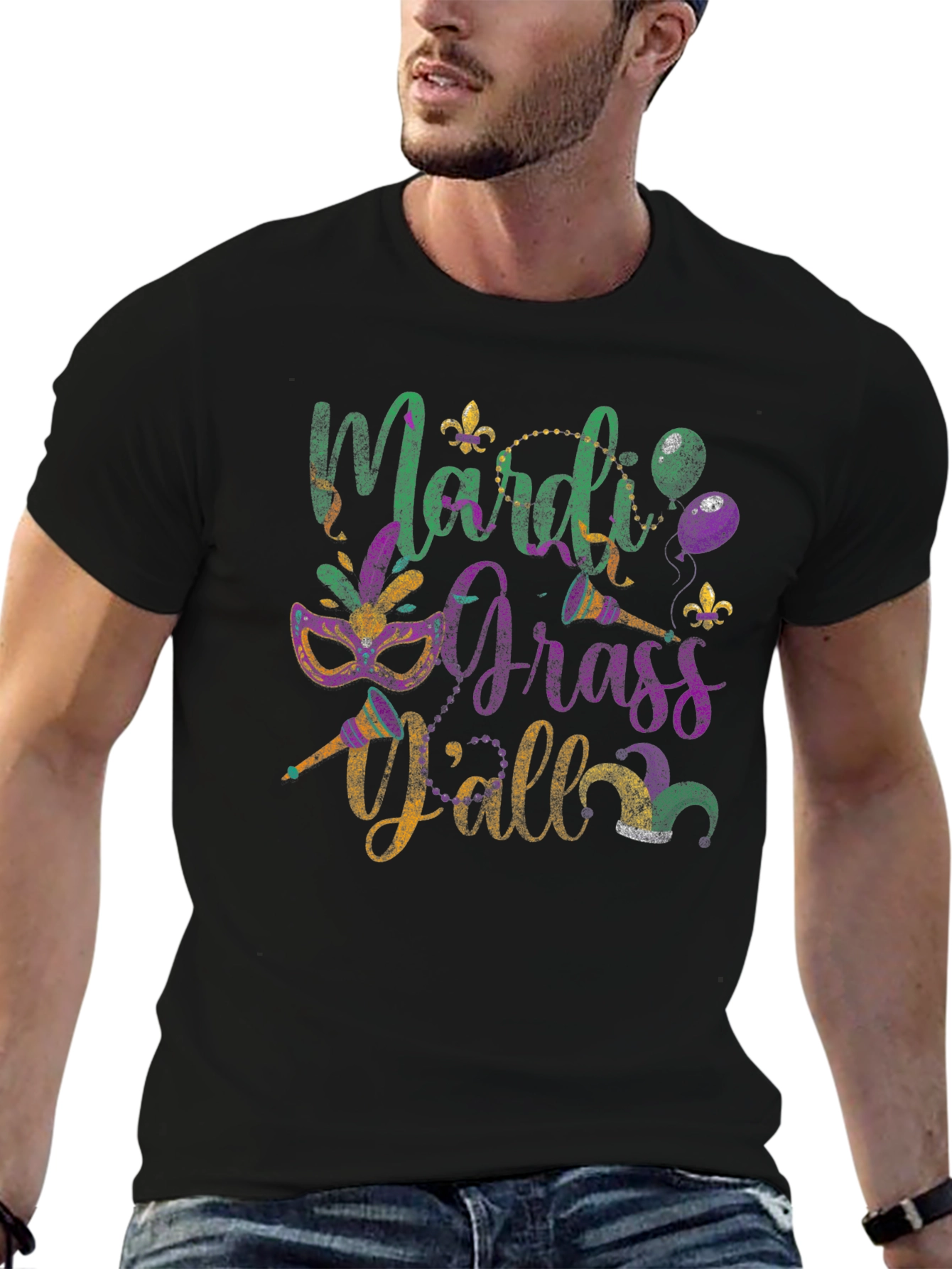 Mardi Gras Yall Graphic T-Shirt