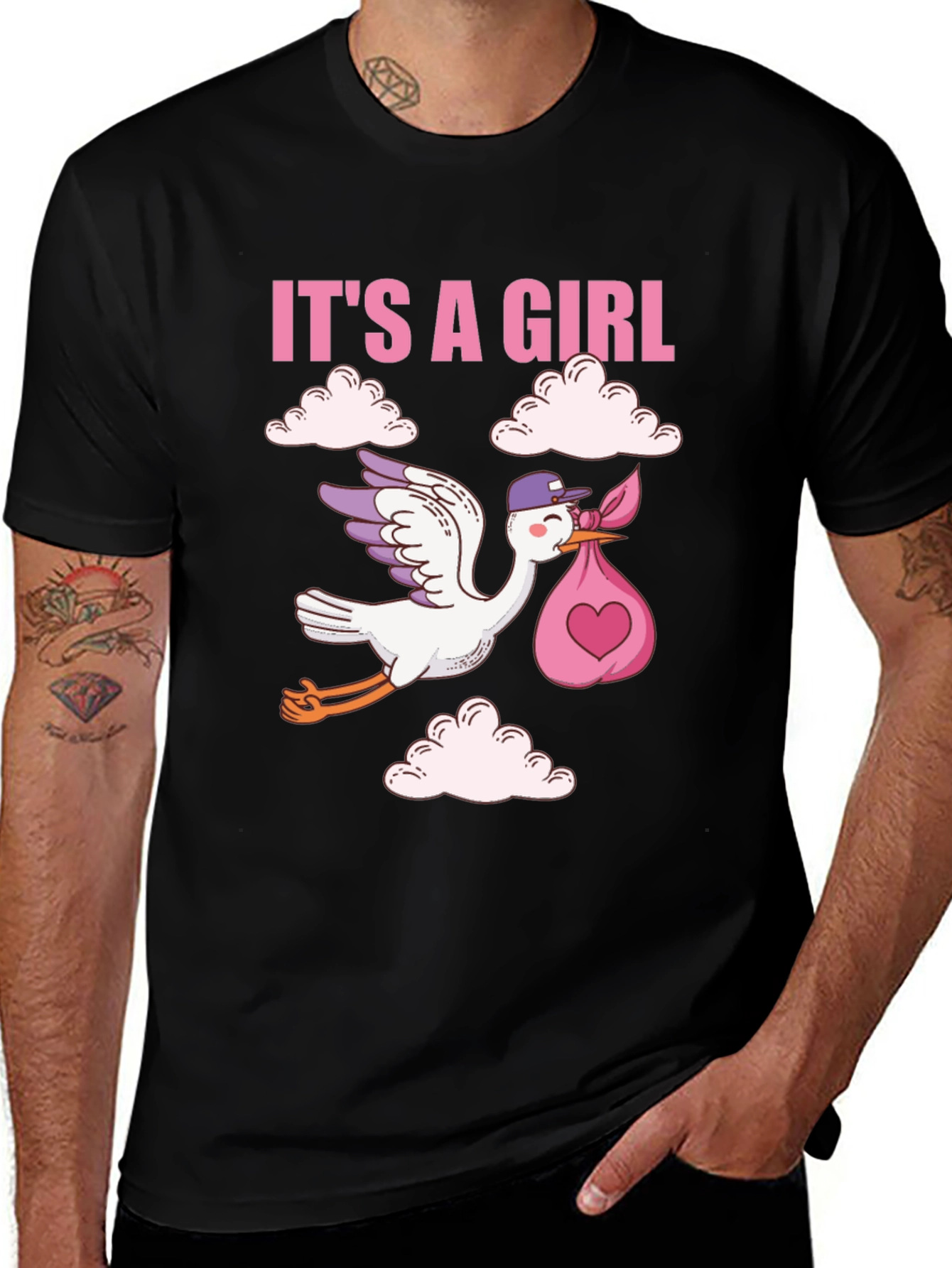 Its a Girl Stork Baby Announcement Tee