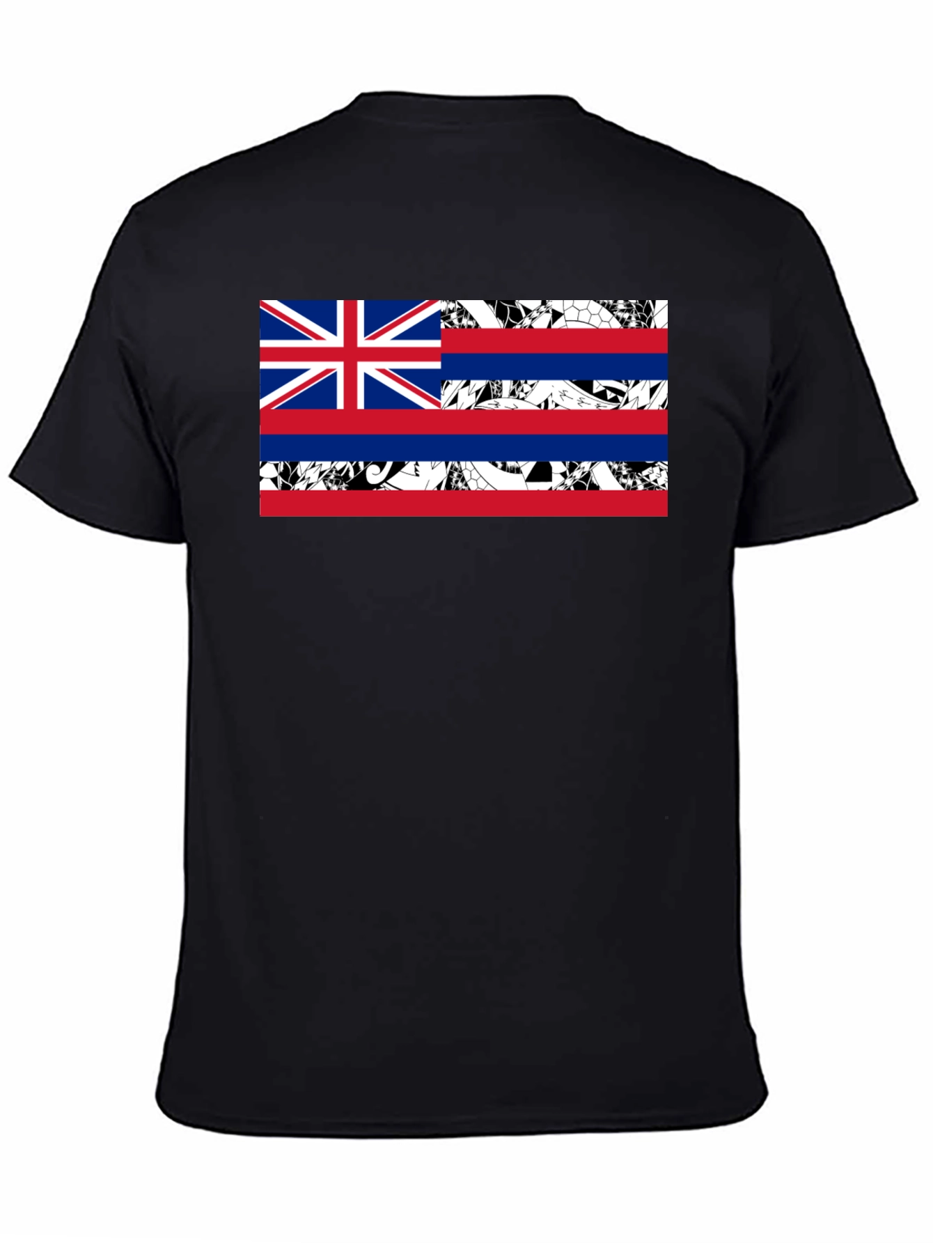 Hawaii Flag Graphic Print Black T-Shirt