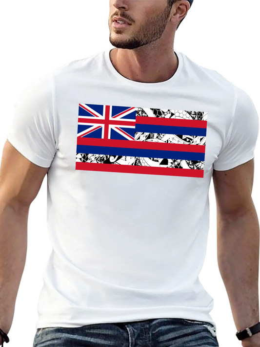 Hawaii Flag Graphic Print Black T-Shirt