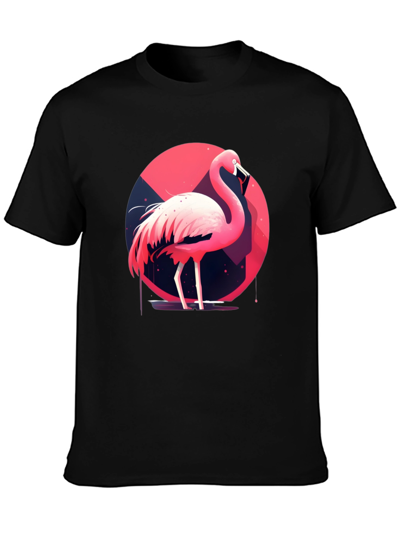 Flamingo Graphic Tee - Stylish Black Cotton T-Shirt