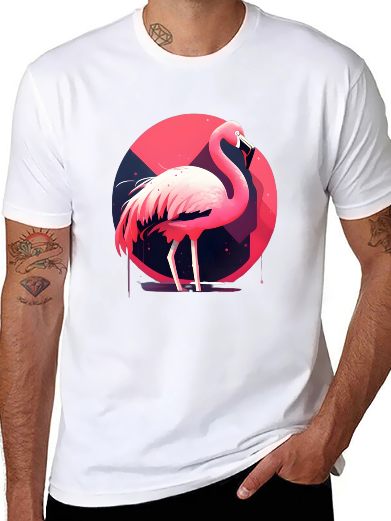 Flamingo Graphic Tee - Stylish Black Cotton T-Shirt