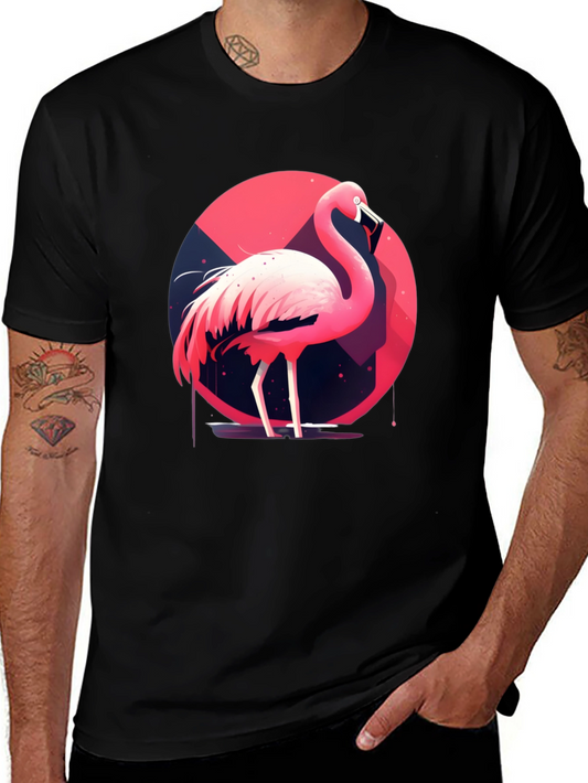 Flamingo Graphic Tee - Stylish Black Cotton T-Shirt