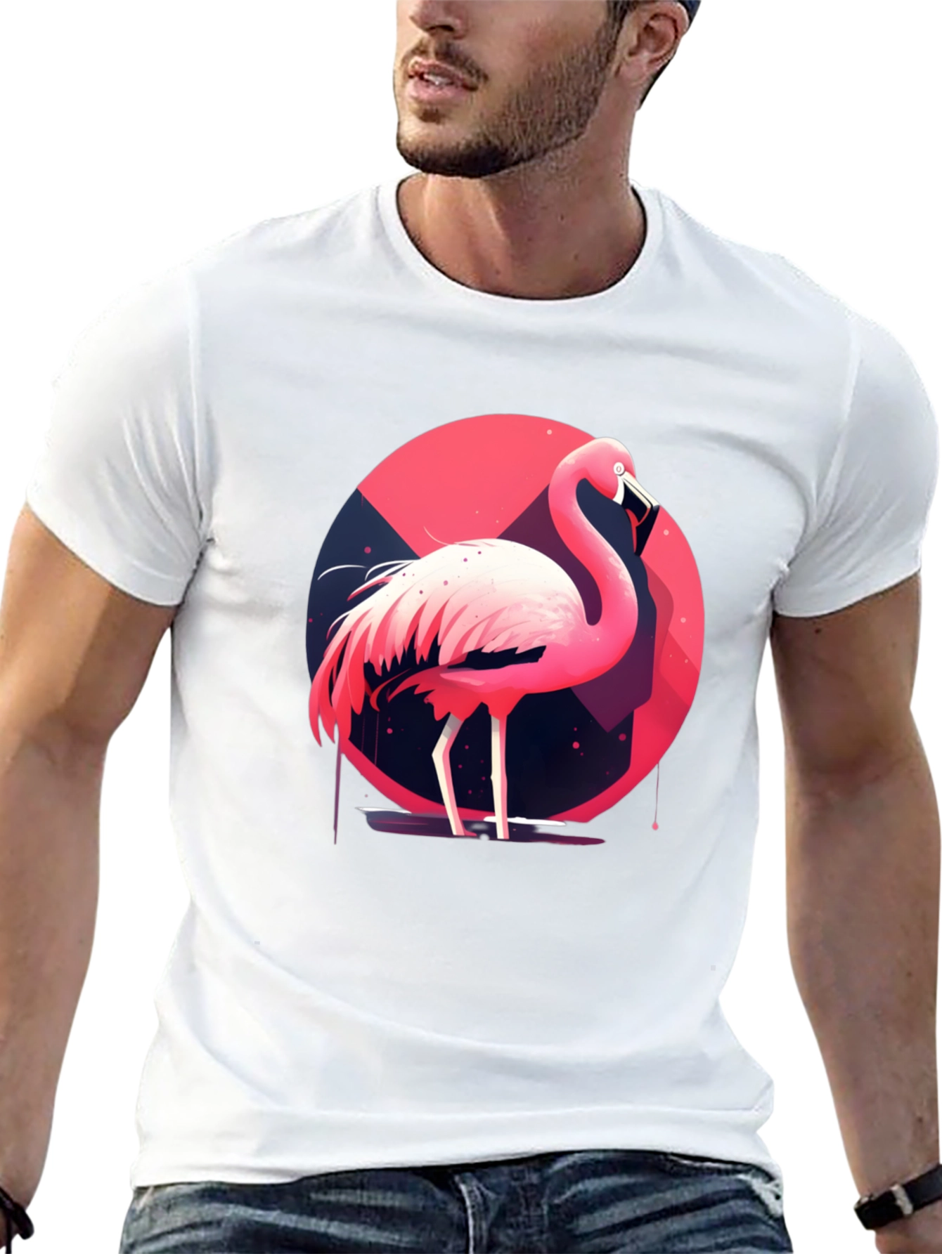 Flamingo Graphic Tee - Stylish Black Cotton T-Shirt