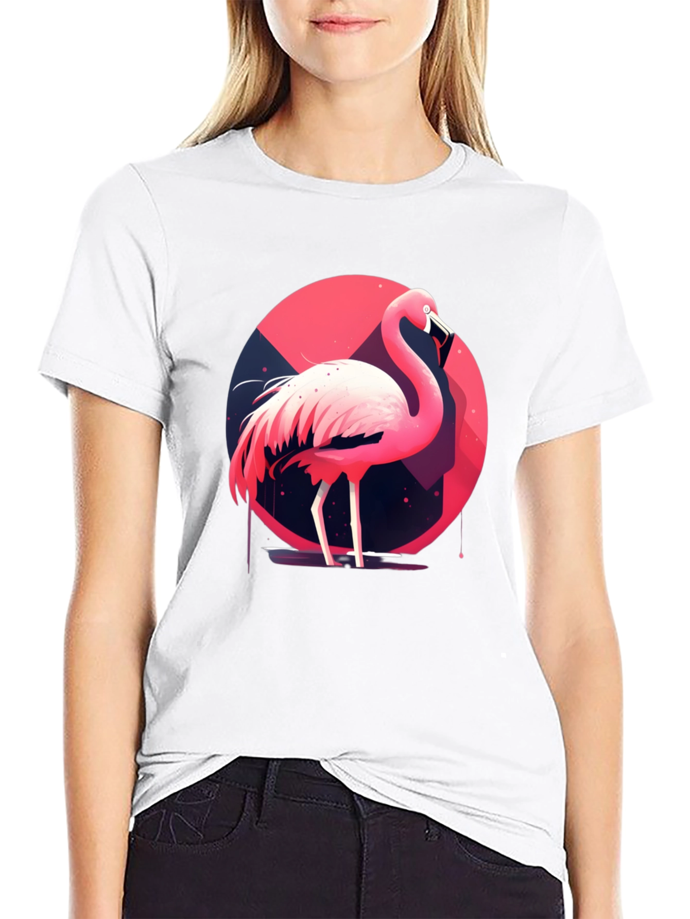 Flamingo Graphic Tee - Stylish Black Cotton T-Shirt