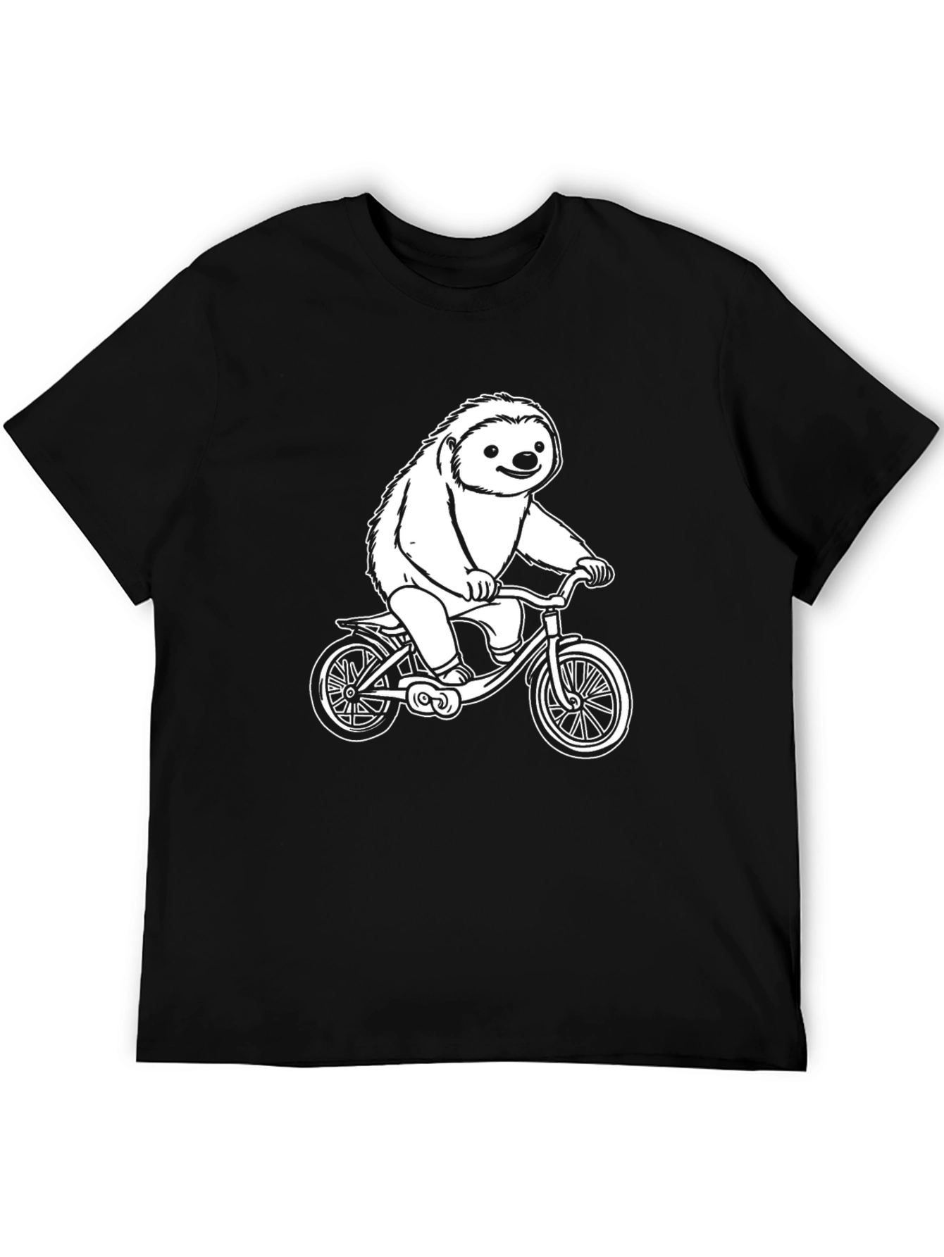 Sloth on Bicycle Graphic Tee - Black