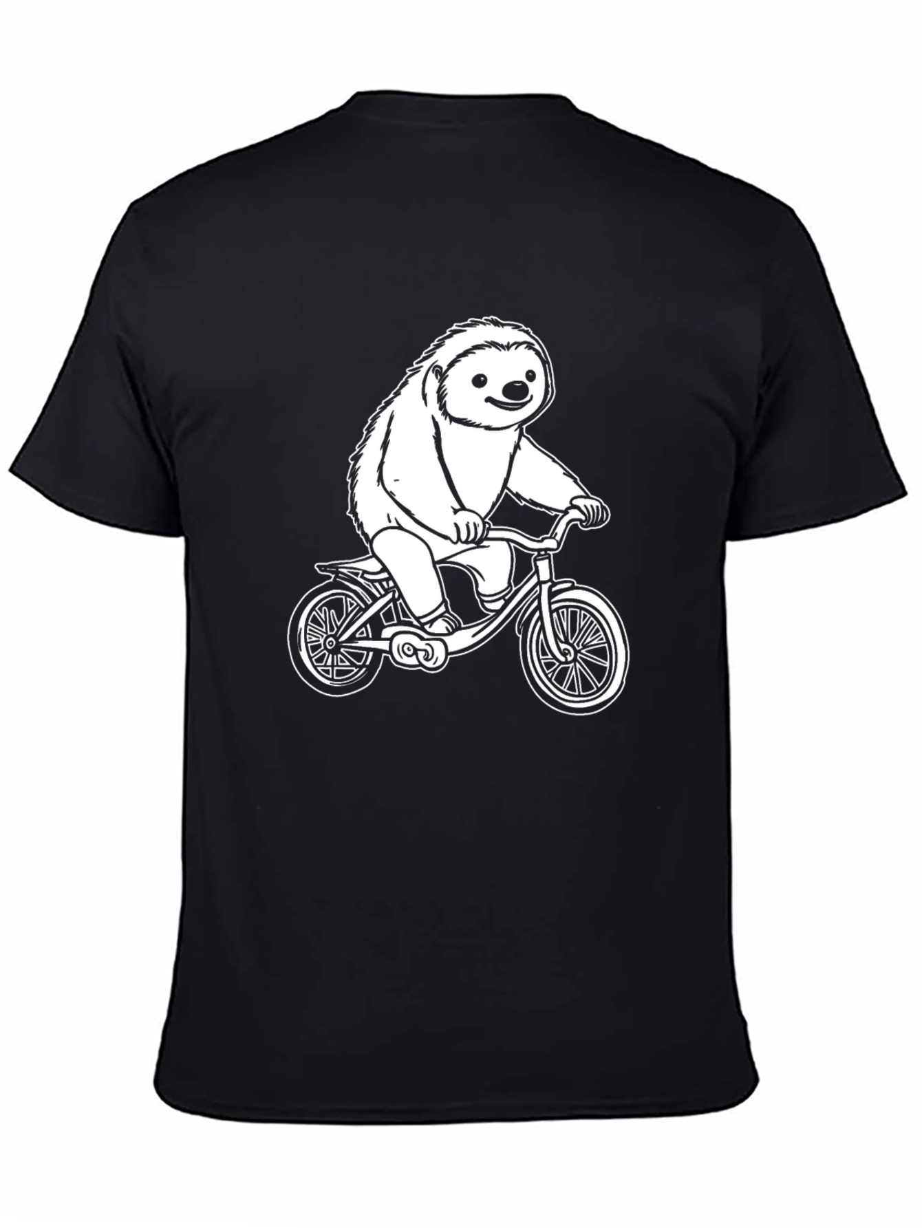 Sloth on Bicycle Graphic Tee - Black