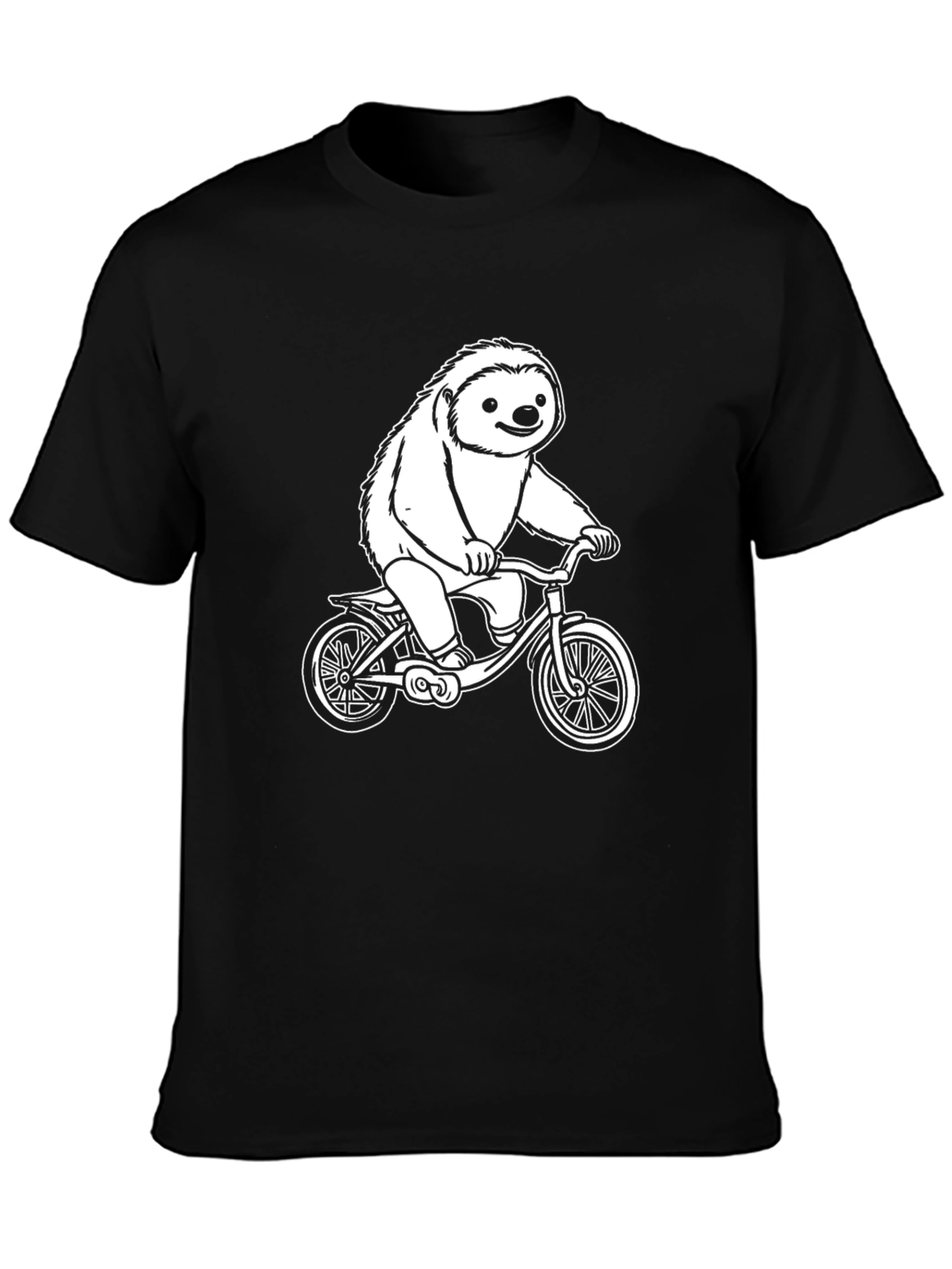 Sloth on Bicycle Graphic Tee - Black