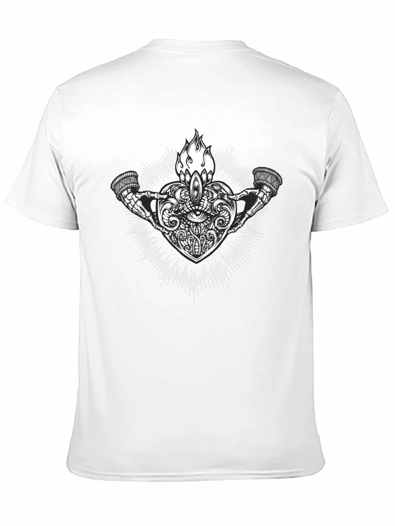 Graphic Print Heart and Skeleton Hands Black T-Shirt