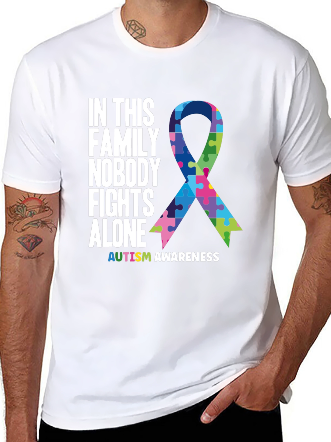 Autism Awareness T-Shirt - Nobody Fights Alone