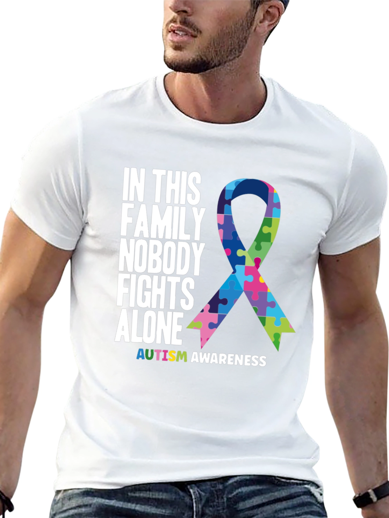 Autism Awareness T-Shirt - Nobody Fights Alone