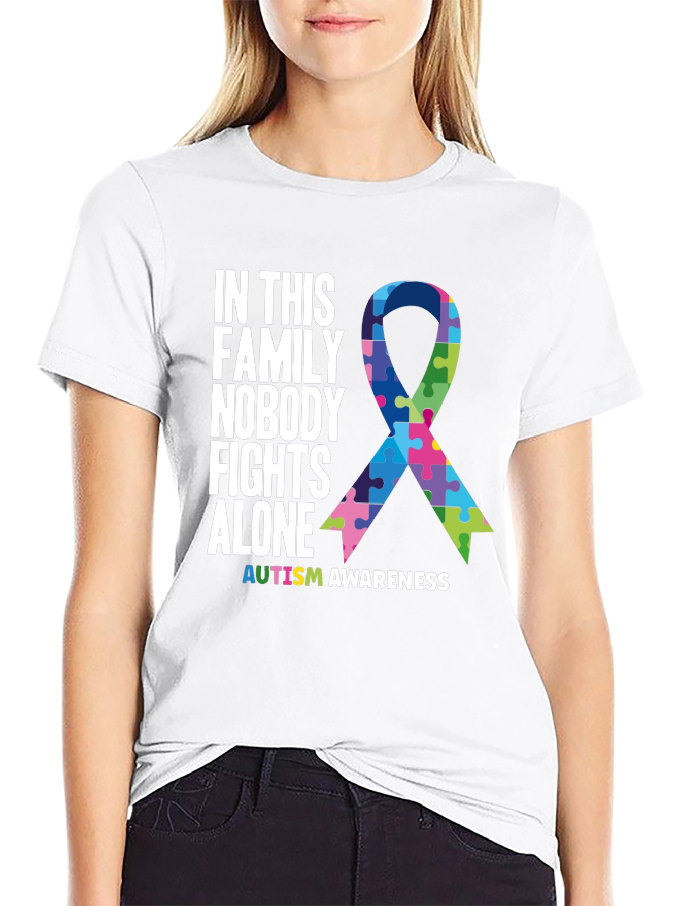 Autism Awareness T-Shirt - Nobody Fights Alone