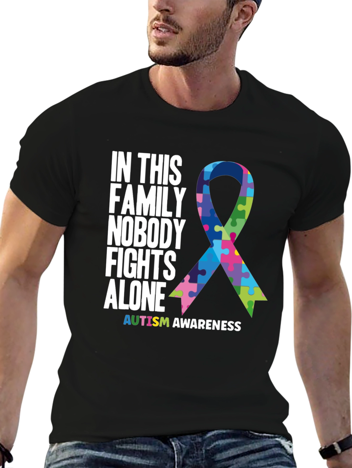 Autism Awareness T-Shirt - Nobody Fights Alone