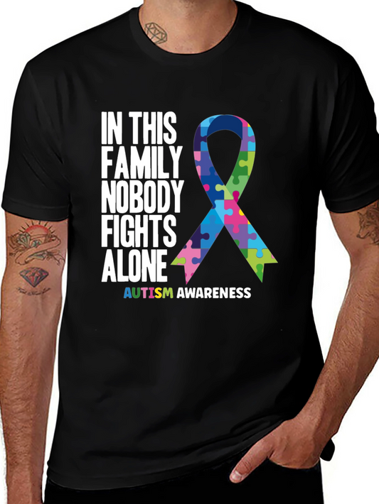 Autism Awareness T-Shirt - Nobody Fights Alone