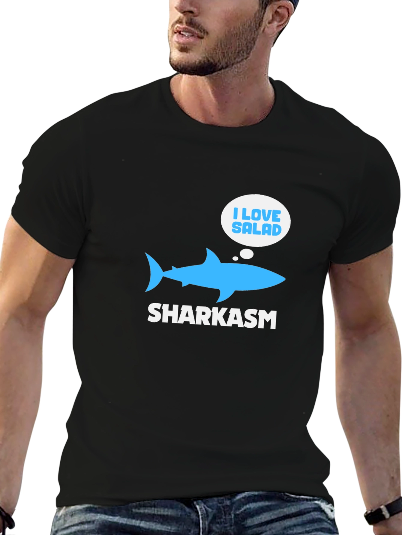 Sharkasm T-Shirt: I Love Salad Funny Shark Tee