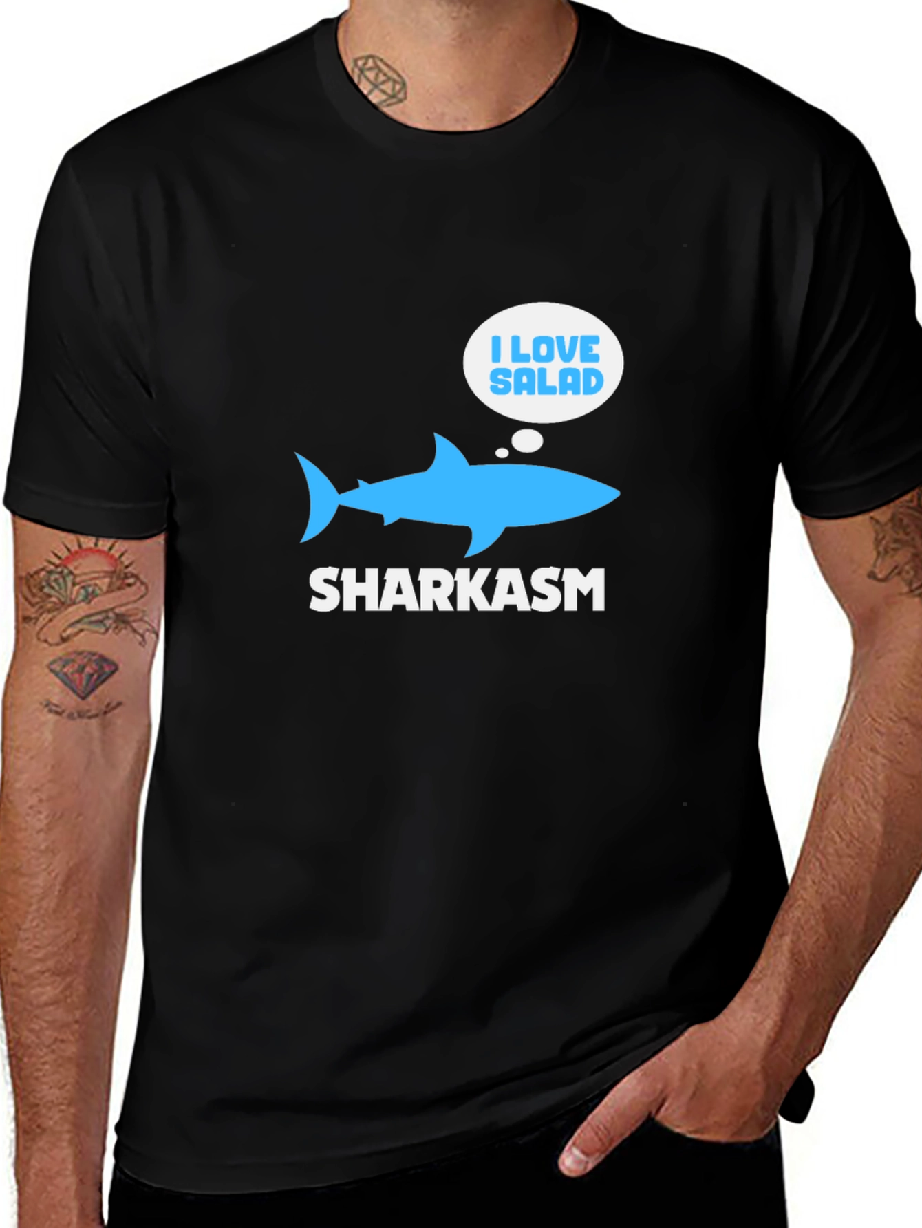Sharkasm T-Shirt: I Love Salad Funny Shark Tee