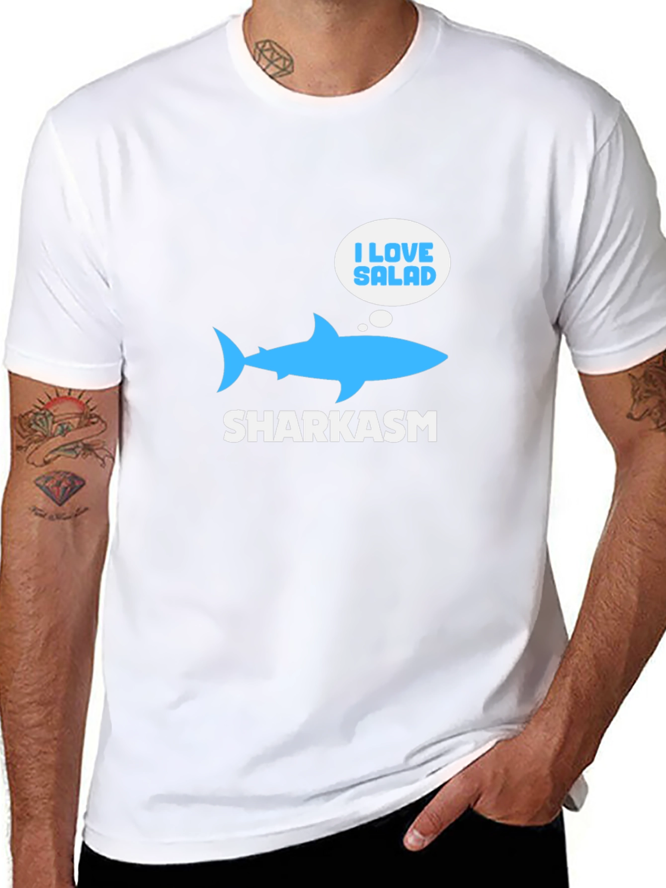 Sharkasm T-Shirt: I Love Salad Funny Shark Tee