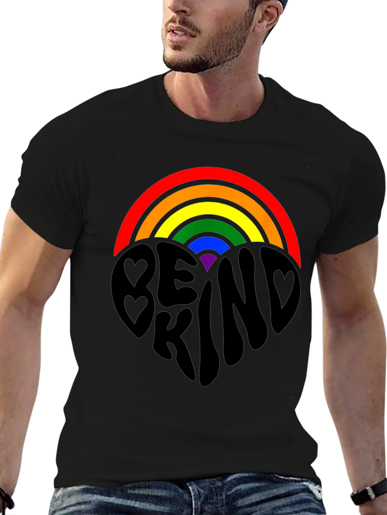 Be Kind Rainbow Heart Graphic Tee