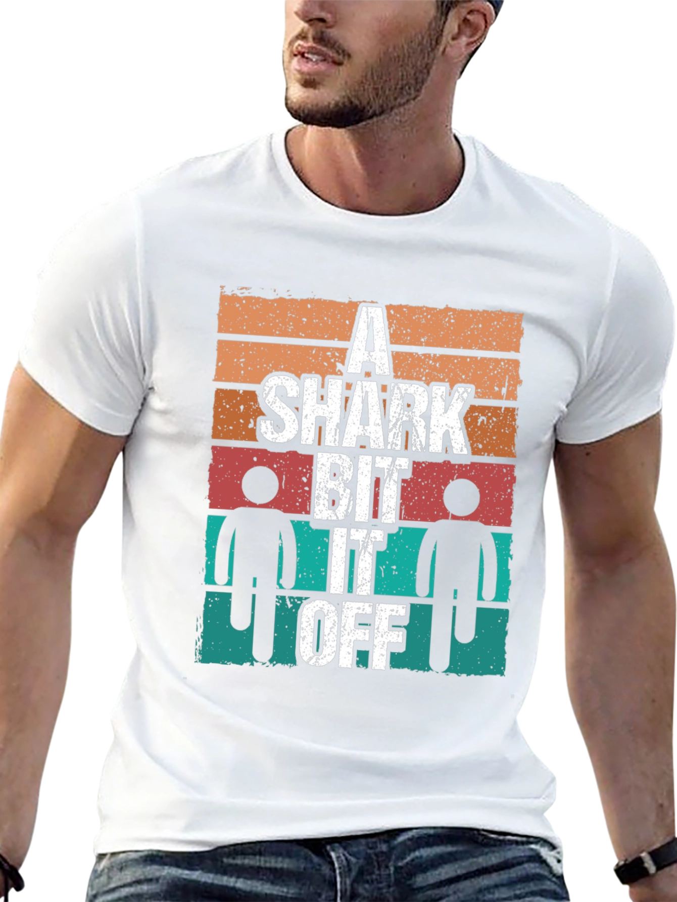 A Shark Bit It Off Mens Graphic T-Shirt
